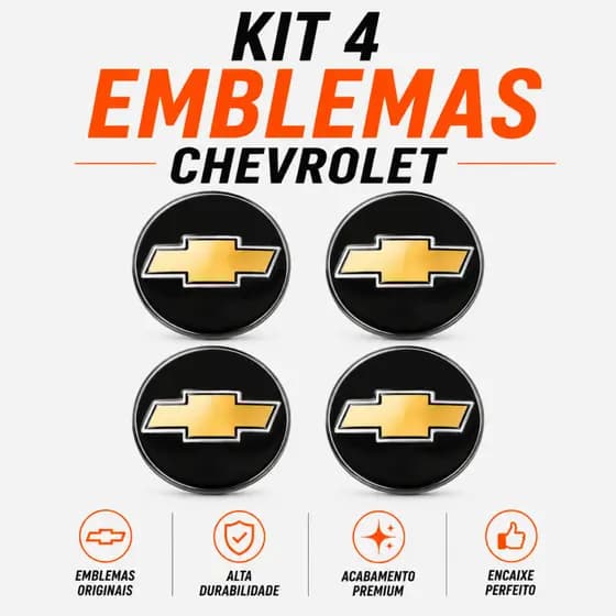 Jogo 4 Emblema Adesivo Calota 48mm Chevrolet Todos Veículos - Resinado