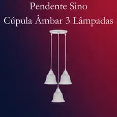 Luminaria Pendente Sino Lustre 3 Lâmpadas Soquete E27 Bivolt 110V/220V Branco Preto Cobre Dourado Marrom Plástico