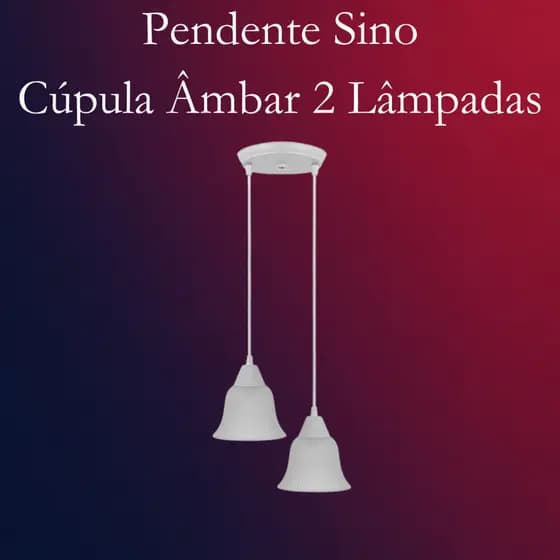 Luminaria Pendente Sino Lustre 2 Lâmpadas Soquete E27 Bivolt 110V/220V Branco Preto Cobre Dourado Marrom Plástico