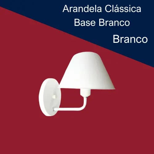Arandela Clássica Para 1Lampada Soquete E27 Base Branco Cúpula Plastico Branco Preto Bege Salmão Rosa Azul