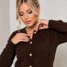 Blusa Tricô Feminina Manga Longa Lã Cardigan Botões Suéter