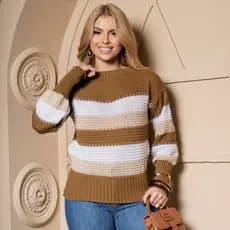 Blusa Suéter Trico Feminino Manga Longa Inverno Lã Moda Frio