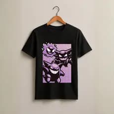 Camiseta Gengar Pokémon Adulto e Infantil Jogo Game Criança Camisa Casual Algodão Masculina Feminina Unissex 02