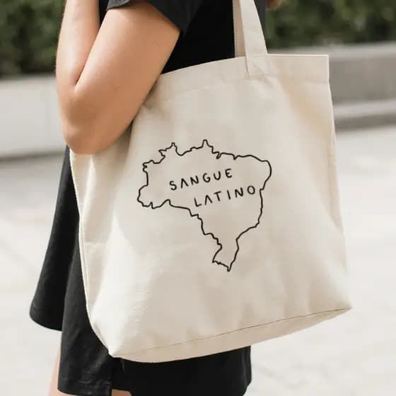 Ecobag Algodão 100% Reutilizável 40x45x10 cm Tecido Grosso Resistente – Modelo Sangue Latino