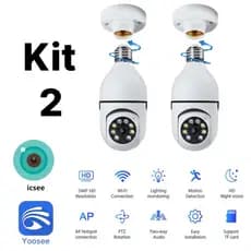 Kit 2 Câmera Segurança Prova D'água Infravermelho Lâmpada Externa 360 Sem Fio Wifi 2.4G - ICSEE YOOSEE