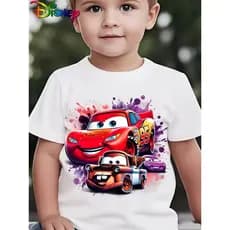 Camiseta de Manga Curta Disney Verão para Meninos com Estampa "Lightning McQueen e Mater" -