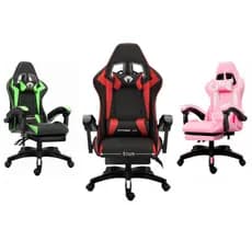 Cadeira Gamer Ergonômica Escritório Python Fly X12 Pro Cor Preto Verde e Rosa Material do estofamento Couro sintético