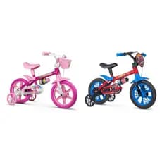 Bicicleta Infantil Nathor Aro 12 Modelos Flower e Spider Man com Rodinhas de Apoio – Menina e Menino