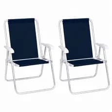 Kit 2 Cadeira Dobrável De Praia Pesca Camping Alumínio Alta Conforto Sannet Mor até 120kg