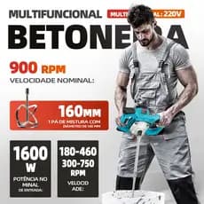 【GENAI】Betoneira 1600W 220V | Capacidade, Preço e Especificações Técnicas