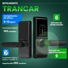 Fechadura Digital Eletronica Wi-Fi App Com Biometria Touch Senha Cartão Tag