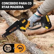 Motosserra Elétrica Portátil 21V 1200W Sem Escovas 6 Polegadas + 2 Baterias Recarregáveis