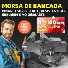 Morsa Profissional 360° Super Torque, Anti-ferrugem, Base Duplo Bloqueio - 4" a 10"