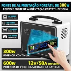 110v Estação de energia portátil 300W - Potente, Leve e Versátil para Viagens, Campismo e Emergências