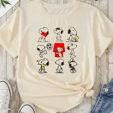Camiseta Feminina Snoopy 100% Algodão Blusa Feminina Baby Look Camisa Feminina Camiseta Premium BlusinhaF