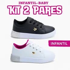 Tênis Infantil Feminino Kit com 2 Pares Moderno Leve e Confortável do 25 ao 36