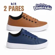Kit 2 Pares Tênis Colegial Infantil Masculino Antiderrapante e Estiloso