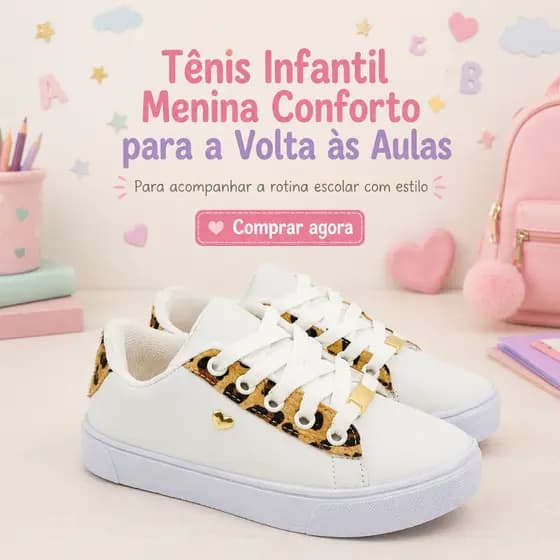Tenis Infantil Menina Volta as Aulas | Para a Rotina Escolar Com Estilo e Fofura | COMPRE AGORA!