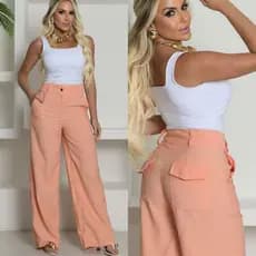 CALÇA PANTALONA FEMININA ALFAIATARIA MARRANT CINTURA ALTA COM BOLSO NA FRENTE E DOIS BOLSOS ATRAS