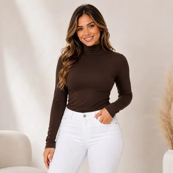 Blusa Térmica Peluciada Segunda Pele Gola Alta Manga Longa Feminina Inverno Quentinha Frio Conforto e Estilo