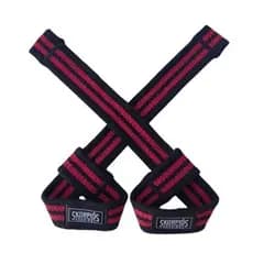 Par Straps 100% algodão PRETO COM VERMELHO para academia, cross fit e musculação.