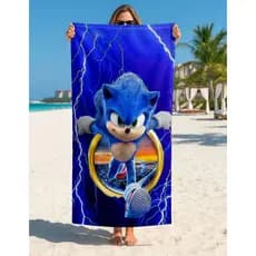 Toalha Grande de Banho Praia  1,40x70cm Temática Sonic Argola