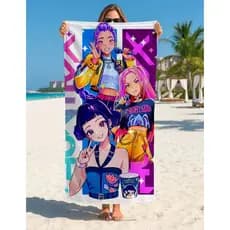 Toalha Grande de Banho Praia  1,40x70cm Guerreiras Kpop