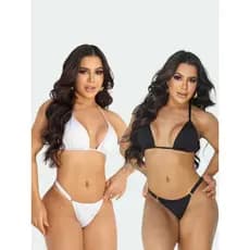 Kit 2 Biquini Cortininha Feminino Marquinha Fita Regulagem