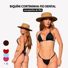 Biquini Cortininha Fio Dental Marquinha Fita Regulagem Moda