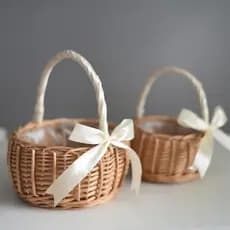 Cesta de vime ecológica multifuncional alça de vime tecida cesta de acabamento de aniversário com alça cesta de florista de casamento resistente cesta de piquenique faraó