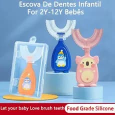 Escova De Dentes Infantil Em Forma De U 360 Graus Para 2-12 Anos De Idade