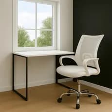 Kit Home Office Completo Mesa Industrial 90x60 + Cadeira Tela Mesh
