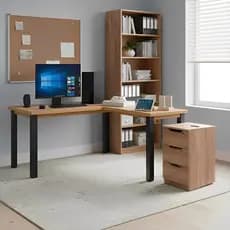 Conjunto Moderno Mesa Escrivaninha Modelo em L 2 Angulos com Gaveteiro Organizador De Arquivos MDP