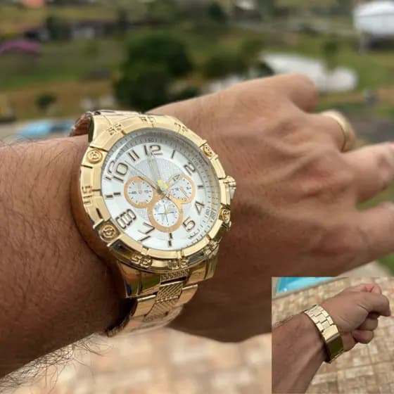 Relógio Masculino Prova Dagua Aço Inoxidável Original Grande