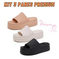 Kit Pares Chinelo Feminino Plataforma Confortável Premium