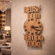 Relógio de Parede MDF Elegante Frase Inspiradora Decoração