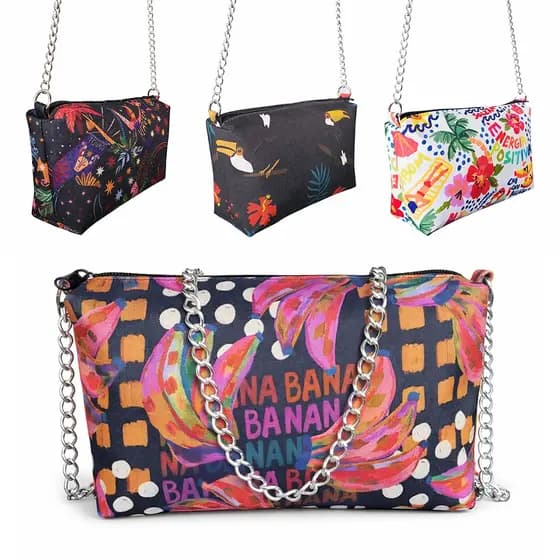 Bolsa Feminina Pequena Alça de Corrente Transversal Ombro Tiracolo Moda Casual Elegante