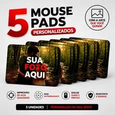 Mouse Pad Personalizado 5 Unidades 26x19cm Para Presente Empresa Base Antiderrapante
