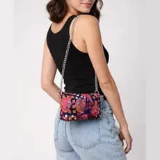 Bolsa Feminina Pequena Estampada Alça De Corrente Ombro Tiracolo Bolsinha Transversal