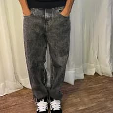 Calça Balão Jeans Masculina Baggy Largo Premium Lavagem Cinza Mandrake Style