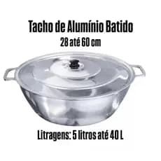 Tacho de Alumínio Fundido Polido com Tampa – Ferro Batido Ideal para Doces, Caldos e Cozinhas Grandes