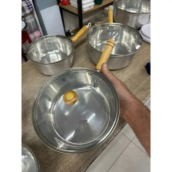Panela de Alumínio Batido com Cabo e Tampa de Vidro – Vários Tamanhos
