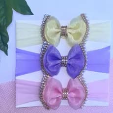 Kit 3 Faixinhas Tiaras de Cabelo Infantil Recem Nascido Meia