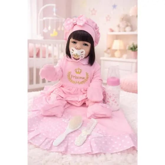 Boneca Bebê Reborn Realista 100% Silicone Pode Dar Banho
