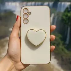 Capa Capinha Suporte Coração Galaxy A05 A14 A15 A25 A35 A54 A55 M14 M15 M34 M35 M54 M55 S23FE S24FE