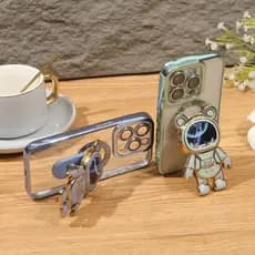 Capa Capinha IPHONE 16 15 14 PROMAX PLUS Chapeada com Suporte Astronauta Brilho Proteção na Câmera