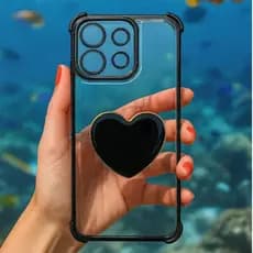 Capinha Xiaomi Redmi Note12/13/14/PROPLUS Transparente Anti-Impacto Borda Colorida Suporte Coração