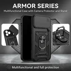 Capa Capinha Armadura Resistente iPhone 17 16 15 14 13 PROMAX com Anel Rotativo Proteção Câmera Deslizante Anti Queda