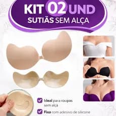 Kit 2 Sutiã Sutian Silicone Invisível Aumenta Volume Seios Peitos Premium (Kit 2 Sutiã da mesma cor)