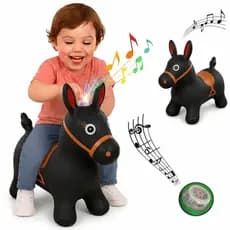 Cavalinho Preto Pula Pula Inflável Infantil Upa Upa Com Luz E Som
